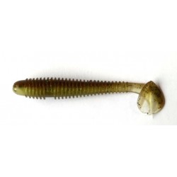Рыбацкая силиконовая приманка, Taipan Slim View Fat, 3,3 дюйма, 6шт/уп, цвет №15 Green pumpkin flash